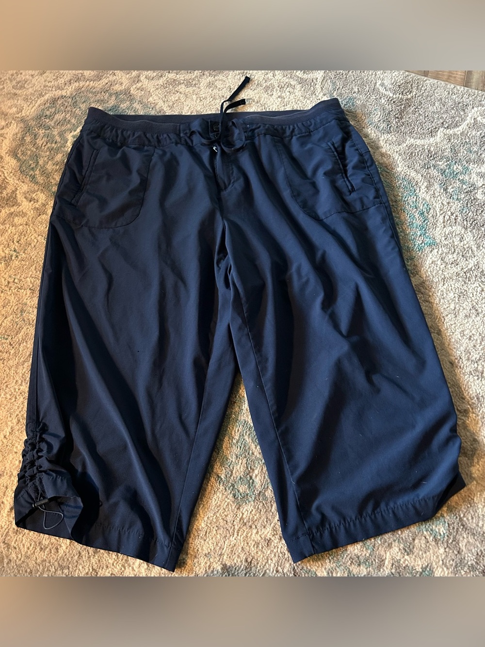 Women’s great NW indigo Drawstring Navy Blue Casual long Shorts/Capri’s Size 18